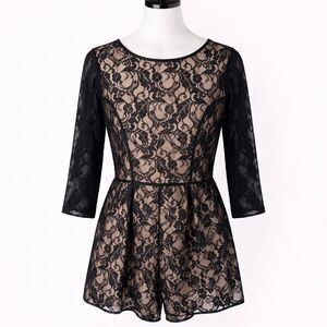 Love Label Black Lace Romper | Sheer Lace Playsuit | Party / Evening | UK 12